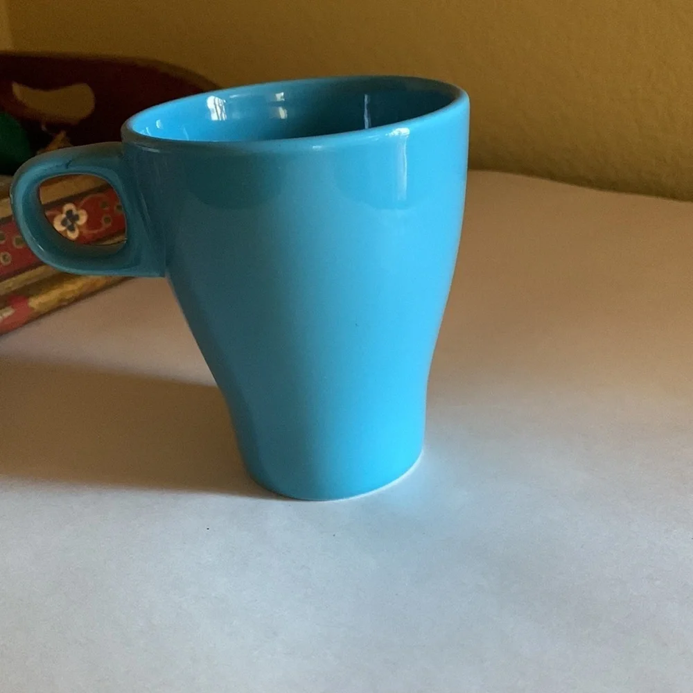4” blue Ikea coffee cup tea glass mug new